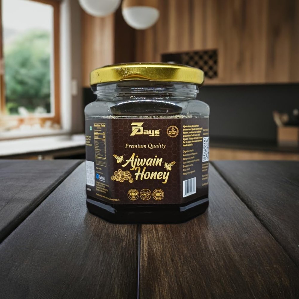 7Days Plus Pure & Natural Ajwain Honey | Kerala's No.1 Honey Brand with No Sugar Adulteration Natural Immunity Booster | Rich in Antioxidants I 250 gm