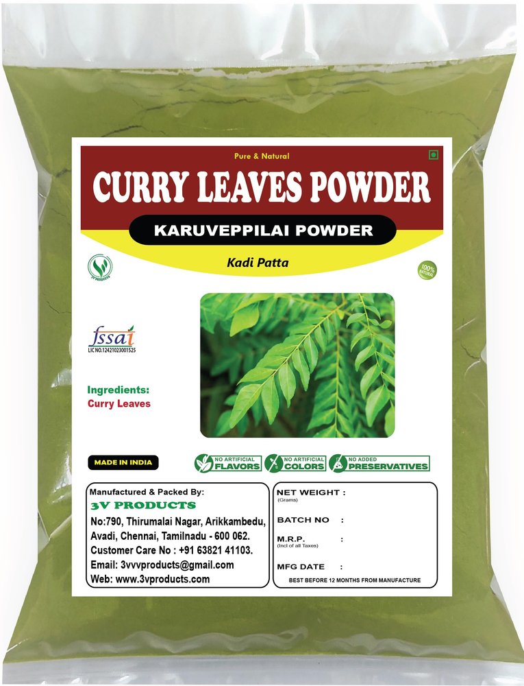 3V PRODUCTS Curry Leaves Powder 100 Grams | Kadi Patta | Karuveppilai
