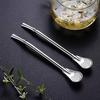 AAHISHAN 2 in 1 Stainless Steel Drinking Spoon Straws Reusable Washable Metal Cocktail Spoons Tea Filter Stir Spoon Straws for Drinking (Pack of 2) view 1