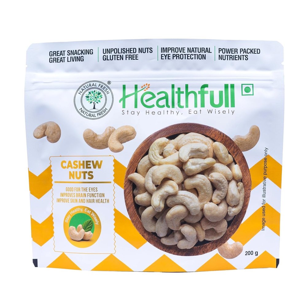Healthfull Fresh Premium Cashews Whole Kaju Nutritious & Delicious, Premium Kaju Nuts Rich in Protein, Magnesium & Phosphorus, Deluxe Size & Crunchy Dry Fruits and Nuts Grocery (Pack 5(1 KG))