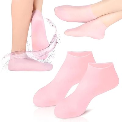 1 Pair Silicone Gel Moisturizing Socks for Cracked Heels, Dry Feet & Callus Care  Hydrating Foot Spa Socks for Men & Women  Reusable, Washable Heel Protectors for Soft Feet