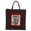 Indha Eco-Friendly Reusable Jute Bag  Multipurpose Tote for Gifts, Groceries, Lunch | Sturdy Handle with Zipper Lock (Coffee Colour Elephant Embroidery, 12X12) view 1