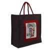 Indha Eco-Friendly Reusable Jute Bag  Multipurpose Tote for Gifts, Groceries, Lunch | Sturdy Handle with Zipper Lock (Coffee Colour Elephant Embroidery, 12X12) view 2