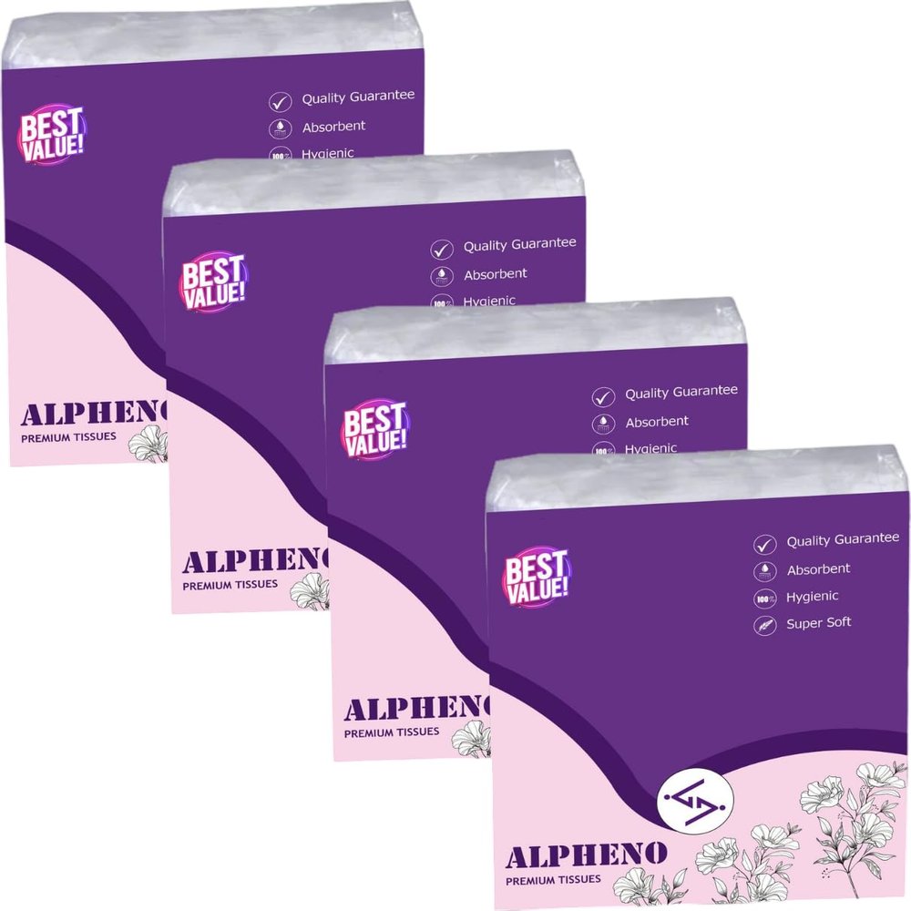 Alpheno 2 Ply Tissue paper Napkins pack of 8 (650 sheets) absorbent cleaning cloth for dining table surface protection, household & office use versatile soft napkin for wiping