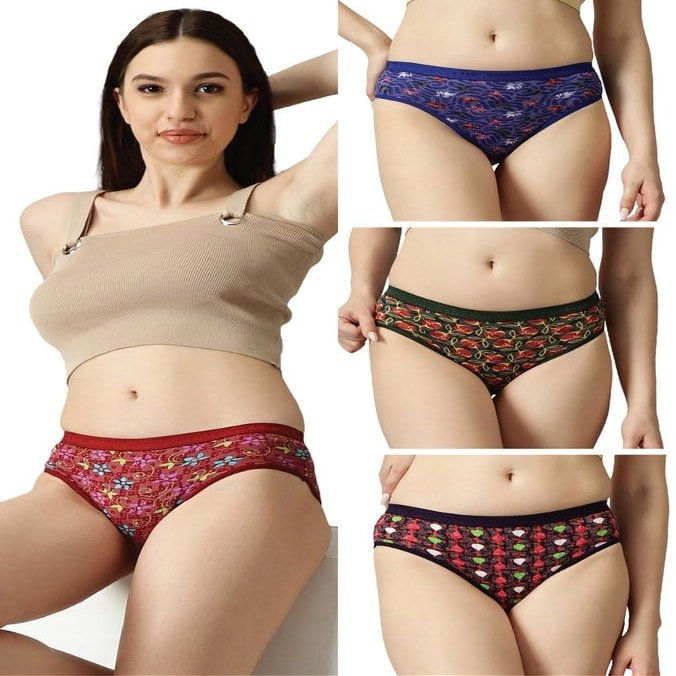 Lux Amore Brasso Panty for Women Pack of 4 | Leak-Resistant Period Panty | Stylish Dark Prints | Breathable & Durable Brasso Fabric | Confidence Wear (Color & Print May Vary) O/E - 110cm