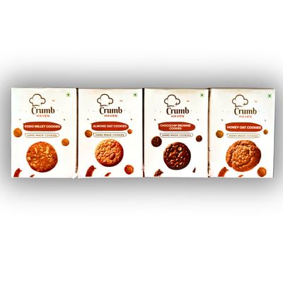 Crumb Haven Cookies Multi Flavours Pack | No Maida, No Palm Oil, No Preservatives| Made with Pure Desi Ghee | Healthy Snack Pack of 4