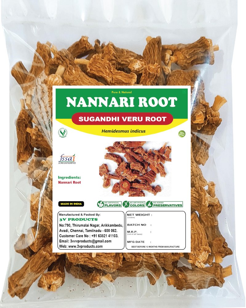 3V PRODUCTS Nannari Roots 75 Gm | Anantmool | Sugandhi Veru | Hemidesmus Indicus | Indian Sarsaparilla | 100% Natural for Body Cooling