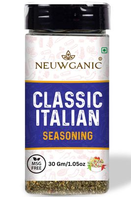 Neuwganic - Classic Italian Seasoning - Authentic Italian Herb Blend - Versatile Italian Powder for Pasta, Pizza, Salads & More - Including Oragano, Chilli Flakes, Thyme, Etc. - 30 Gm