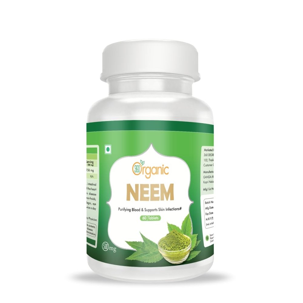 360 DEGREEORGANIC Neem Tablets Blood Purifier 500mg