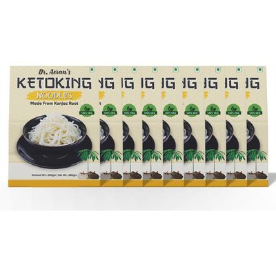 Dr. Aerans KetoKing Konjac/Shirataki Noodles (Pack of 9, 270gm per Pack) | Plant-Based | Low Calorie | Diabetes Friendly
