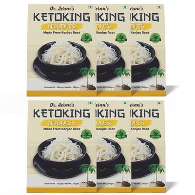 Dr. Aerans KetoKing Konjac/Shirataki Noodles (Pack of 6, 270gm per Pack) | Plant-Based | Low Calorie | Diabetes Friendly