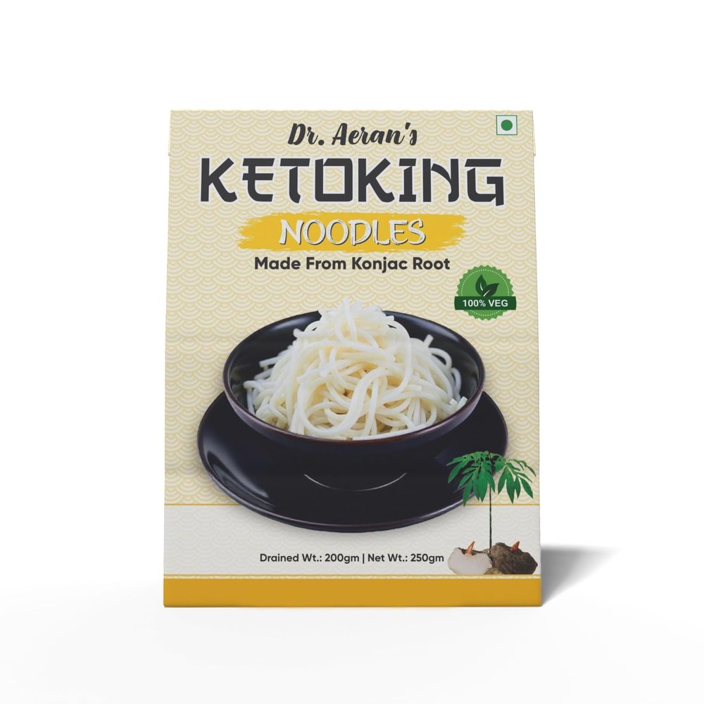 Dr. Aerans KetoKing Konjac/Shirataki Noodles (pack of 1, 270gm per pack) | Plant-Based | Low Calorie | Diabetes Friendly