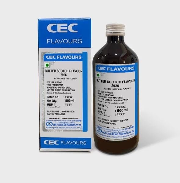 CEC Butterscotch Flavour Essence | Premium Food Flavouring Agent for Cakes, Ice Creams, Desserts & Bakery Use | 500ml Baking & Cooking Concentrated Essence