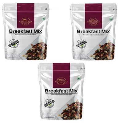 KHARAWALA'S Breakfast Mix - Pack of 3 (200gm Eac) | Fusion of Roasted Pumkin Seed, Almonds, Pecan Nuts, Hazelnut, Cranberry & Black raisins