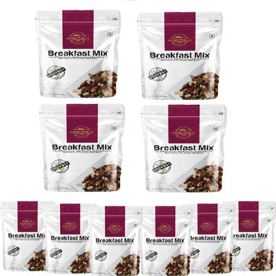 KHARAWALA'S Breakfast Mix - Pack of 1 (50gm x 10) | Fusion of Roasted Pumkin Seed, Almond, Pecan Nuts, Hazelnut, Cranberry and Black Raisins