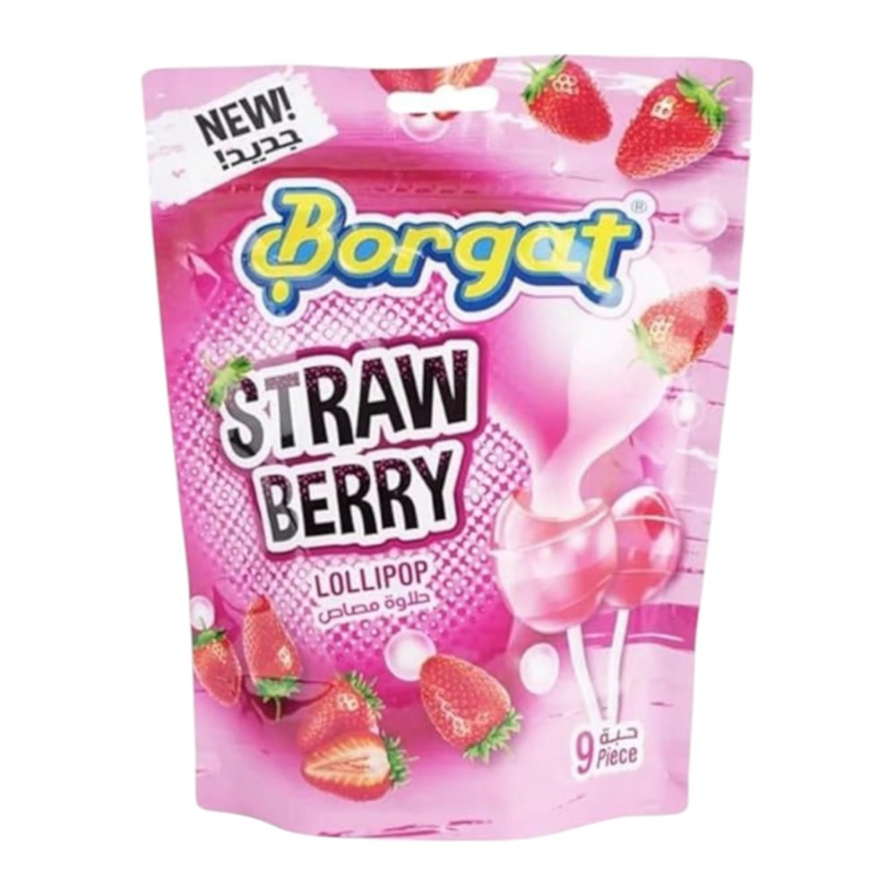 Borgat's Sour Strawberry Flavored Lollipops, 9 Pack, 162g