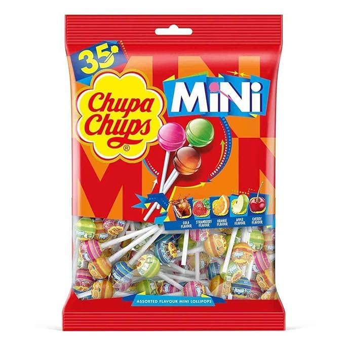Chupa Chup Mini Lollipops, Assorted Flavours, 35 Pieces 210 Gram