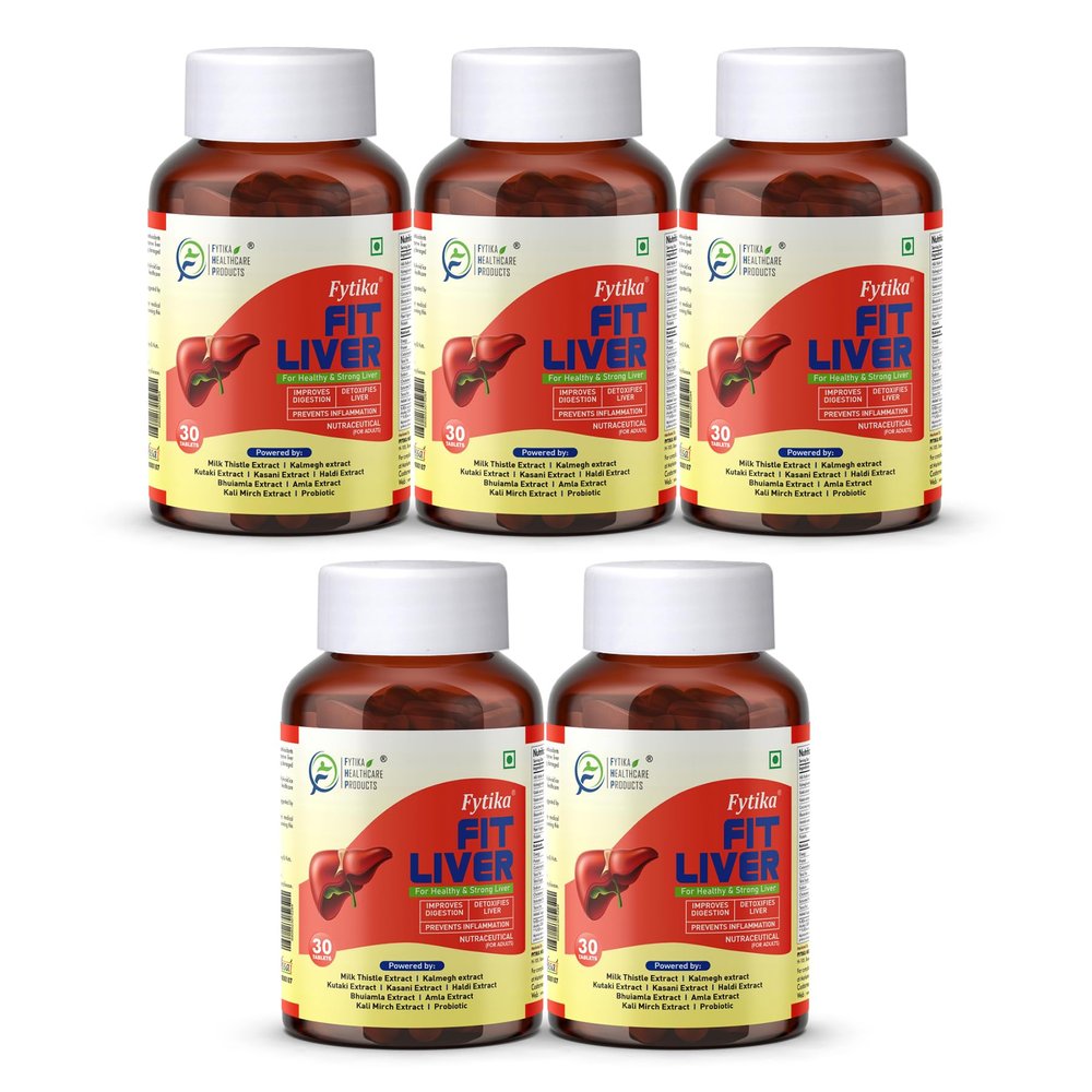 Fytika Fit Liver | Liver Detox Supplement | Liver Detox with Milk Thistle, Kalmegh, Kutaki, Kasani, Haldi | For Men & Women | 150 Tablets (Pack of 5)