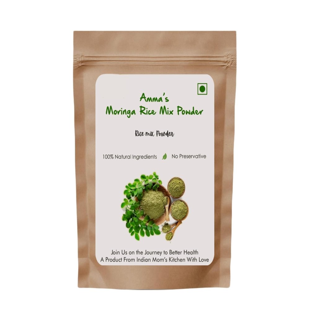 Ammas Moringa Rice Mix Powder 100% Natural, No Preservatives Nutritious Homemade Moringa Powder for Rice | Rich in Iron & Antioxidants | Instant South Indian Mix for Healthy Meals (200g)