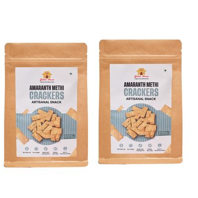 Amaranth Methi Crackers 100g | High in Protein & Fiber | Baked, Not Fried | Crunchy Millet Snack with Fenugreek pack of 2