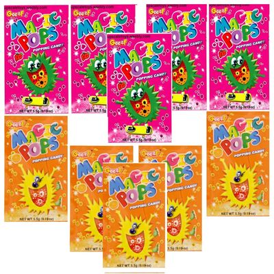 Magic Pops Popping candy Strawberry Orange Flavour Pack Of 10 5.5G