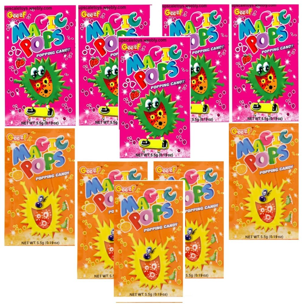 Magic Pops Popping candy Strawberry Orange Flavour Pack Of 10 5.5G