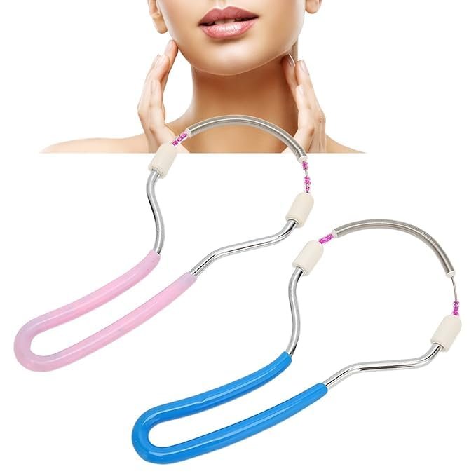 ATOOZED Portable Painless Spring Facial Hair Remover for Women - Threading Tool Epilator for Unwanted Hair on Upper Lip, Chin, Face & Body - Effective Tweezer Stick Plucker Pack Of 2