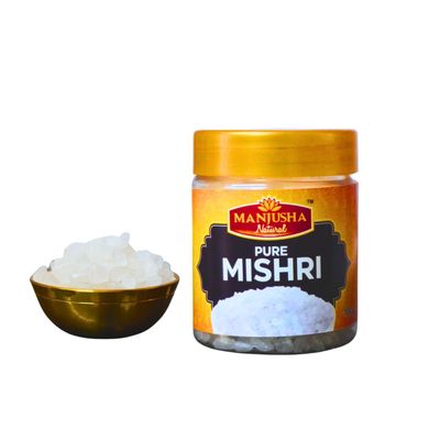 Manjusha Natural Pure Mishri Sugar Crystals 100gm, Traditional Indian Rock Candy, Fresh Sugar Crystal, Mishri Dana, Mishri For Prasad, White Pure Natural Sweetness for Health & Taste