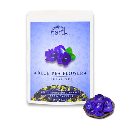 Aarth Co Blue Pea Flower Herbal Tea | Butterfly Pea Flower | Caffeine-Free, Antioxidant-Rich | 100% Natural Detox Tea | 30 Tea Bags