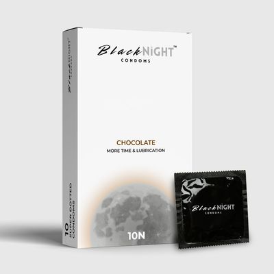 BlackNight More Time & Super Dotted Flavored Condoms for Men Honeymoon Special Pack of 10 (Lubricated, Premium Latex, Dotted, Flavored) (Pack Of 1, Chocolate)
