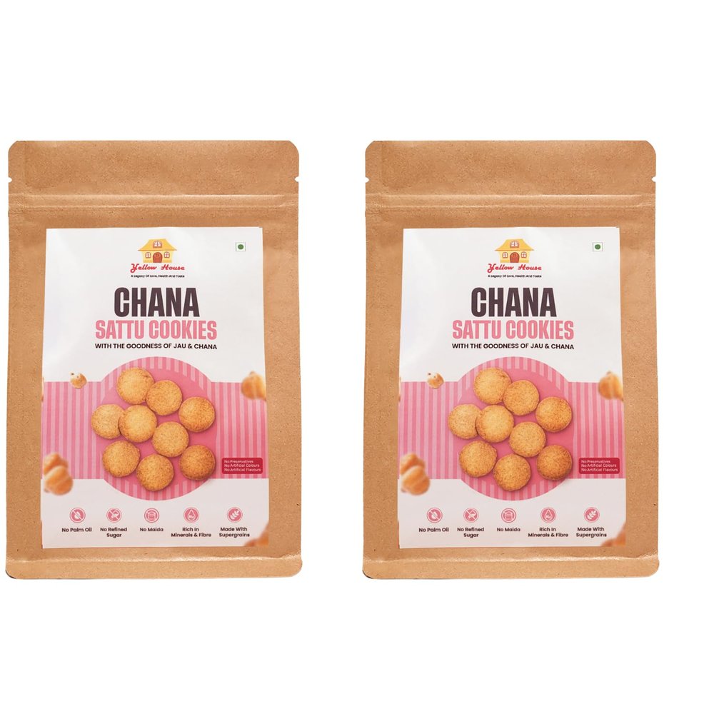 Chana Sattu Cookies  130g | High-Protein, Fiber-Rich Baked Snack | Healthy & Tasty Cookies Made with Roasted Bengal Gram Flour | Ideal for Tea-Time & Guilt-Free Snacking pack of 2