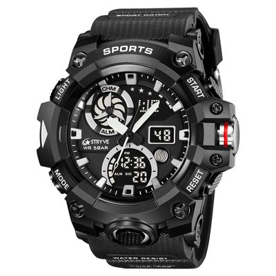 LUOLINGONGJUE Men's Waterproof Sports Watch | Luminous Multi-Function Chronograph | 50M Water Resistant | Round Dial | Electronic Fashion Timepiece