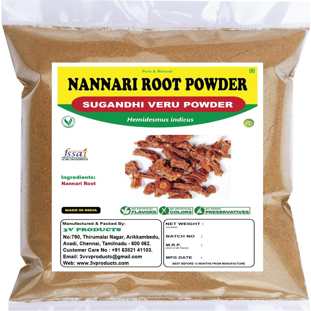 3V PRODUCTS Nannari Powder 150 Gram | Anantamul | Sugandhi Veru | 100% Natural | Hemidesmus Indicus | Indian sarsaparilla | Nannari Root (Pack Of 1)