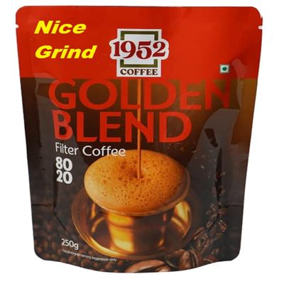 1952 - Golden Blend Nice Grind South Indian Filter Coffee Powder - Blend of Handpicked Chigmagalur Coffee with Slow-Roasted Perfectly Grounded Chicory (Pack of 1)