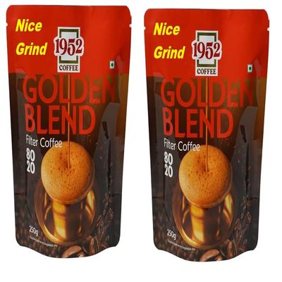 1952 - Golden Blend Nice Grind South Indian Filter Coffee Powder - Blend of Handpicked Chigmagalur Coffee with Slow-Roasted Perfectly Grounded Chicory (Pack of 2)