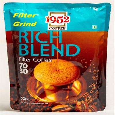 1952 - Rich Blend Filter Grind | South Indian Filter Coffee Powder - Blend of Handpicked Chigmagalur Coffee with Slow-Roasted Perfectly Grounded Chicory (Pack of 1)