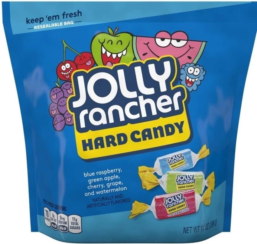 Jolly Ranchers Hard Candy, Blue Raspberry, Green Apple, Cherry, Grape, Watermelon Flavours, 396g, Resealable Bag (From USA)