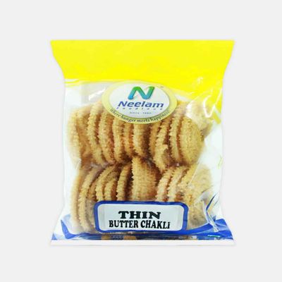 Neelam Foodland Thin Butter Chakli, Traditional Indian Snack, Crispy Spiral Shaped (200)