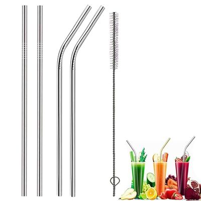 Acorn Crafts Reusable Stainless Steel Straw Set for Kids & Adults 2 Straight, 2 Bent Metal Straws with Cleaning Brush Eco-Friendly, Durable, and Travel-Ready