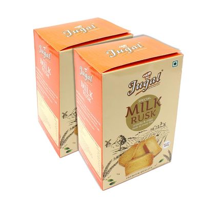 Jugal Bakers Milk Rusks (Pack of 2, 400gm Each) Handmade Toasts, Milk Tea Toast Biscuits, Healthy Tea Time Snacks, Suji Elaichi Rusk