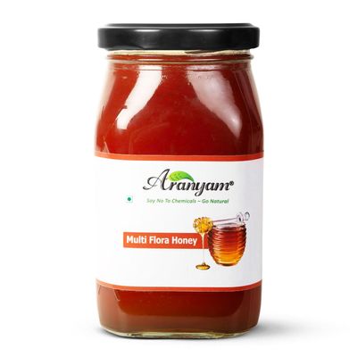 Aranyam Himalayan Multiflora Honey in Glass Bottle - 500g | Pure, Wild, Natural & Unprocessed Honey by Cerana Indica Bee | Raw and Lab-Tested | Rich in Natural Enzymes & Antioxidants