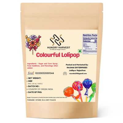 HUNGRY HARVEST Classic Colourful Lollipops 200 Grams | Colourful Candy Treats | Kids & Party Favors