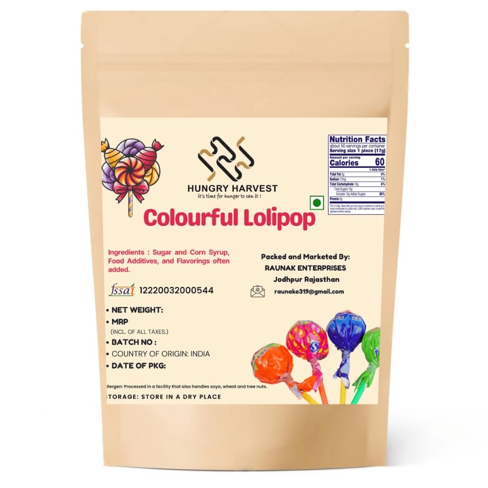 HUNGRY HARVEST Classic Colourful Lollipops 900 Grams | Colourful Candy Treats | Kids & Party Favors