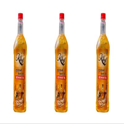 Rihal Pure & Unrefined Cold Pressed Groundnut (Peanut) Oil,Kolhu/Kacchi Ghani/Mara Chekku/Ganuga,Naturally Cholesterol Free,Rich Aroma & Flavour Of Real Groundnuts | 1 Litre x 3