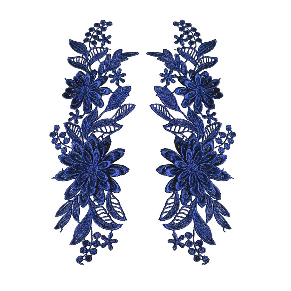 ATORSE 2Pcs Lace Applique Flower Embroidery Applique for Wedding Prom Dress Clothes Dark Blue|Crafts|Sewing|Embellishments & Finishes|Trims
