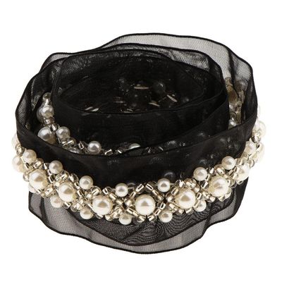 ATORSE 1Yard Pearl Beaded Embroidery Mesh Lace Trim Ribbon for Sewing Wedding Bridal Dress Decoration Black|Crafts|Sewing|Embellishments & Finishes|Trims