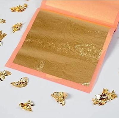 TPWC Pure Gold Leaf/Gold Vark/Gold waraq Sheet Gold Leaf Leaves Foil for Edible Finest Gold Leaves Food Gilding Facial Beauty Spa Size 50 mm x 50 mm, Edible Food Grade Gold Foil for Facial, Beauty, Spa (10-sheets)