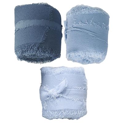 ATORSE 3 Rolls Fringe Chiffon Silk Ribbon 2" X 5 Yards Gifts Wrapping Blue Series|Crafts|Sewing|Embellishments & Finishes|Trims