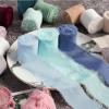ATORSE 3 Rolls Fringe Chiffon Silk Ribbon 2" X 5 Yards Gifts Wrapping Blue Series|Crafts|Sewing|Embellishments & Finishes|Trims view 3