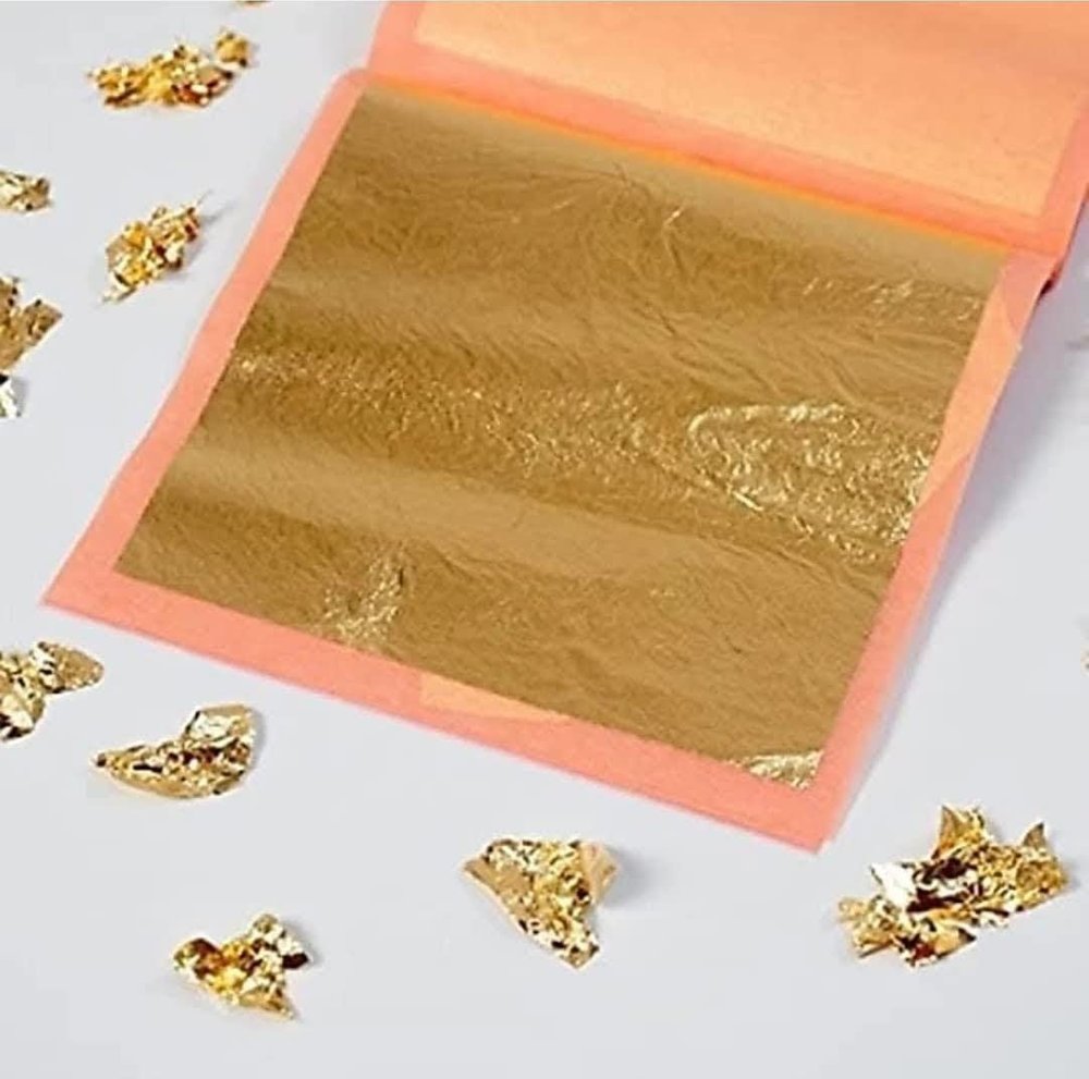 TPWC Pure Gold Leaf/Gold Vark/Gold waraq Sheet Gold Leaf Leaves Foil for Edible Finest Gold Leaves Food Gilding Facial Beauty Spa Size 50 mm x 50 mm, Edible Food Grade Gold Foil for Facial, Beauty, Spa (30-sheets)